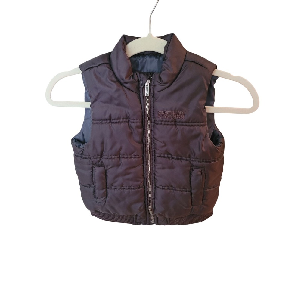 Kenneth Cole Reaction Kids Puffer Vest Brown Quilted Full Zip Size 3T Outerwear